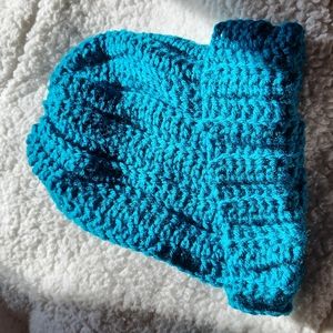 OOAK handmade teal beanie cap hat New